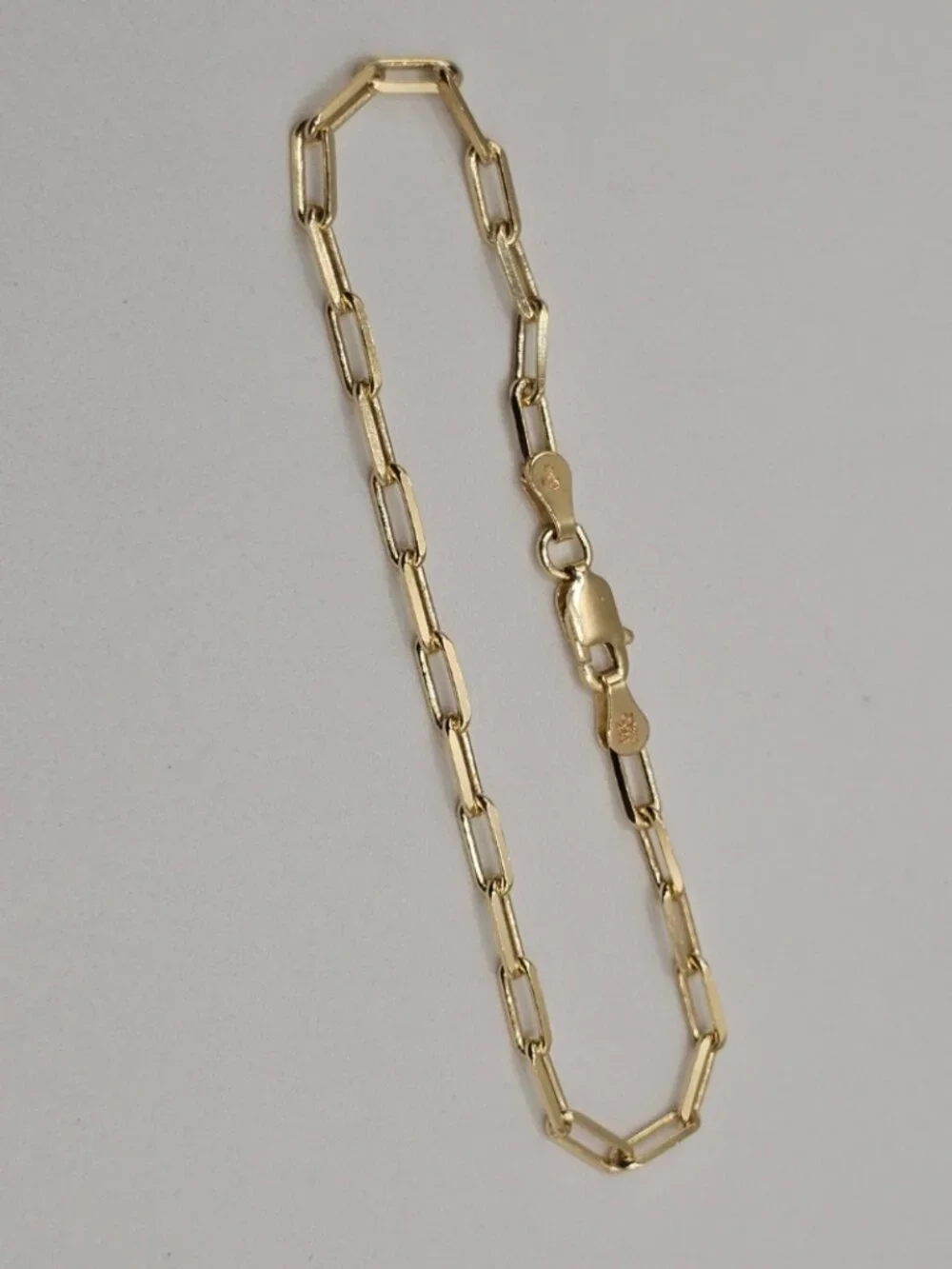 Sterling Silver 925 Gold Plated Paperclip Bracelet 2.8mm 7 inches